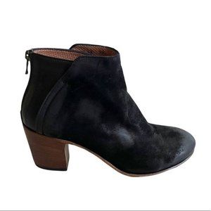 RON WHITE Black Suede Ankle Boots With Brown Heel Made In Italy 39